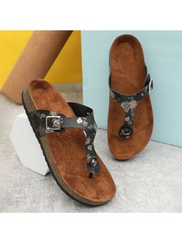 MOZAFIA - Womens Black Flower Sandals
