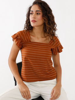 Zink London - Women's Brown Printed Top
