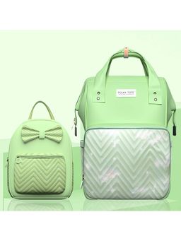 Polka Tots - Green Mama Mini Luxe Duo Diaper Bag with Attached Bow and Bag Pack (Set of 2)