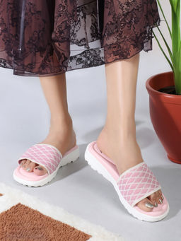 Carlton London - Pink Printed Women Comfort Slider