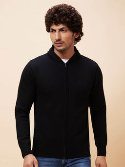 Globus - Men Black Solid Casual Cardigan Sweater