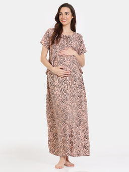 Zivame - Coucou Maternity Nightdress with Side Zipper and Discreet Feeding - Rattan