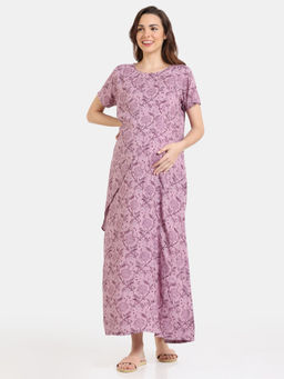 Zivame - Coucou Maternity Nighty with Front Zipper and Discreet Feeding - Germanium Pink