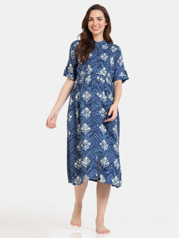 Zivame - Coucou Maternity Woven Mid Length Nightdress - Classic Blue (Set of 2)