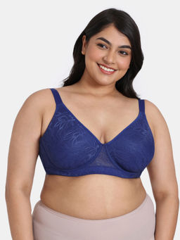 Zivame - True Curv Lightly Lined Wired 3-4th Coverage Super Support Bra-Navy Peony
