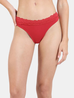 Zivame - Anti-Microbial Low Rise Zero Coverage Thong - Salsa