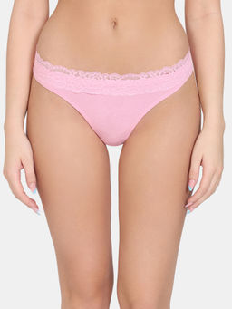 Zivame - Anti-Microbial Low Rise Zero Coverage Thong - Prism Pink