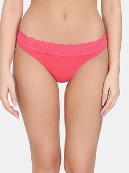 Zivame - Anti-Microbial Low Rise Zero Coverage Thong - Rouge Red