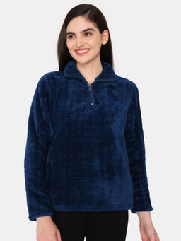 Zivame - Fancy Fur Knit Poly Sweatshirt - Poseidon