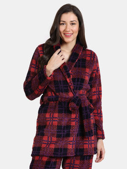 Zivame - Fancy Fur Knit Poly Robe - Rhododendron (Set of 2)