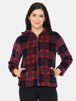 Zivame - Fancy Fur Knit Poly Hoodie - Rhododendron
