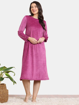 Zivame - Plush Velour Knit Poly Nightdress - Sangria