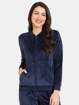 Zivame - Plush Velour Knit Poly Loungewear Top - Midnight Sail