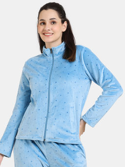 Zivame - Plush Velour Knit Poly Loungewear Top - Blue Mist