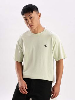 Calvin Klein - Green Solid Relaxed Fit Cotton T Shirt