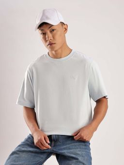 Calvin Klein - Blue Solid Relaxed Fit Cotton T Shirt