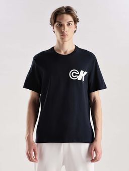 Calvin Klein - Navy Blue Logo Relaxed Fit Cotton T Shirt