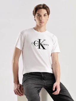 Calvin Klein - White Logo Regular Fit Cotton T Shirt