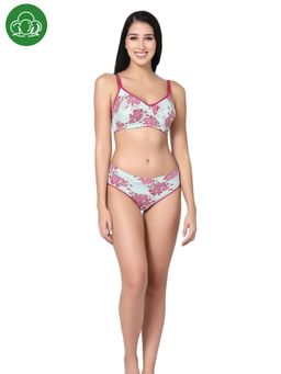 Inner Sense - Organic Cotton Antimicrobial Soft feeding Printed Bra and Panty (Set of 2)