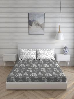 Layers - Illuminating Homes Cotton 144 TC King Sized Double Bedsheet Set (Grey )