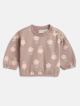 Chicco - Girls Brown Floral Printed Sweatshirt