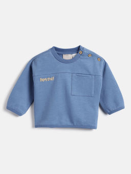 Chicco - Boys Blue Typography Printed Round Neck Sweatshirt