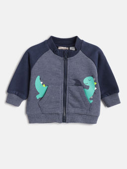 Chicco - Boys Grey Printed Front-Open Bomber Jacket