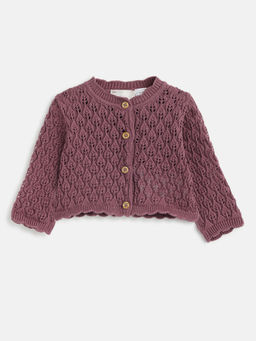 Chicco - Girls Mauve Self Design Cardigan