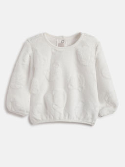 Chicco - Girls White Self Design Sweatshirt