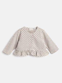 Chicco - Girls Beige Round Neck Cardigan