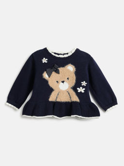 Chicco - Girls Navy Blue Applique Detail Sweater
