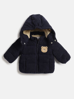 Chicco - Boys Navy Blue Striped Hooded Padded Jacket