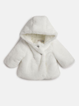Chicco - Girls White Hooded Solid Lightweight Jacket
