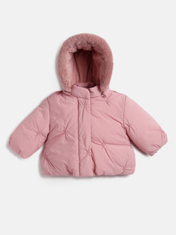 Chicco - Girls Pink Hooded Solid Water Resistant Puffer