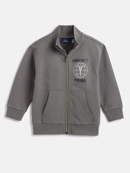 Chicco - Boys Grey Typography Printed Regular Bomber Jacket