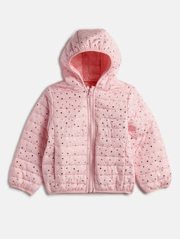 Chicco - Girls Pink Hooded Printed Lightweight Puffer