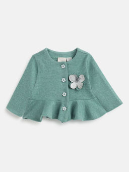 Chicco - Girls Green Applique Detail Cardigan