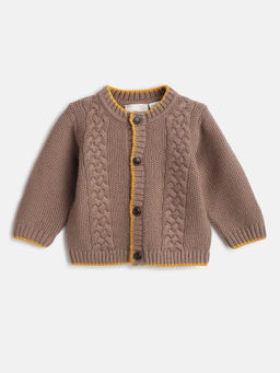Chicco - Boys Brown Cable Knit Self Design Cardigan