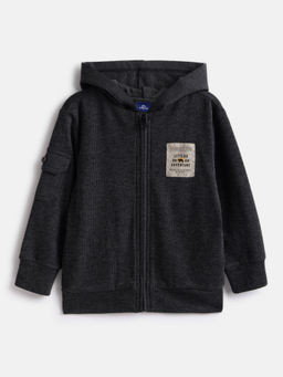 Chicco - Boys Grey Open Front Textured Hoodie