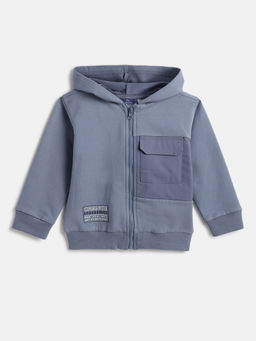 Chicco - Boys Blue Cotton Mock Pocket Hoodie