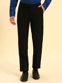 Cantabil - Men Black Polycotton Solid Regular Fit Formal Trouser