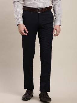 Turtle - Men Black Rayon Blend Solid Slim Fit Formal Trouser
