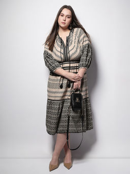 VERO MODA - Beige Printed Cotton Dress