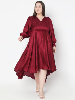 VERO MODA - Maroon Floral Asymmetric Dress