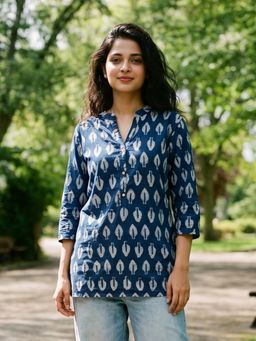 KAFTANIZE - Blue Printed Short Kurti
