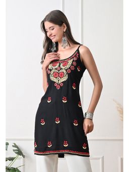 SYRISH - Black Rayon Chikankari Kurti