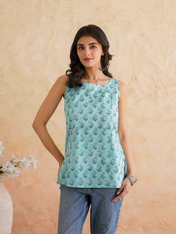 GOODHAND - Cotton Printed Blue Kurti