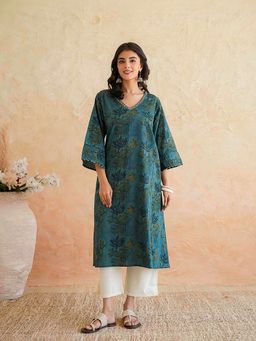 GOODHAND - Green Printed Ultimate Kurta