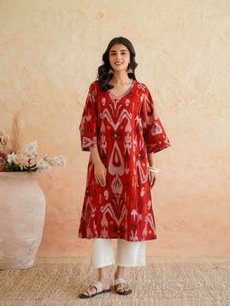 GOODHAND - Red Printed Ultimate Kurta