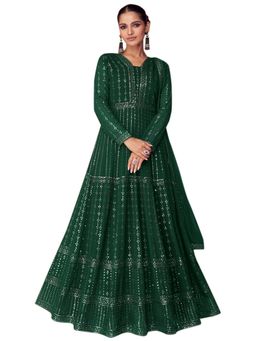 UDAY ENTERPRISE - Premium Pastel Green Georgette Silk Semi-Stitched Kurta with Pant and Dupatta